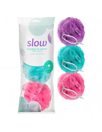 ESPONJA DE BANHO SLOW KIT MASSAGEADORA C/3 UNIDADES (LS7502)