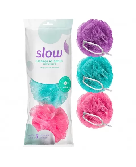 ESPONJA DE BANHO SLOW KIT MASSAGEADORA C/3 UNIDADES (LS7502)