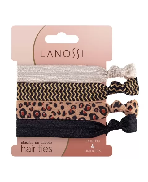 ELÁSTICO DE CABELO LANOSSI CONJUNTO HAIR TIES ANIMAL PRINT C/ 4 UNIDADES (LS2513)