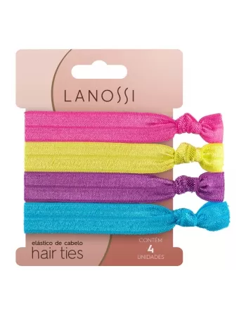 ELÁSTICO DE CABELO LANOSSI CONJUNTO HAIR TIES NEON C/4 UNIDADES (LS2511)