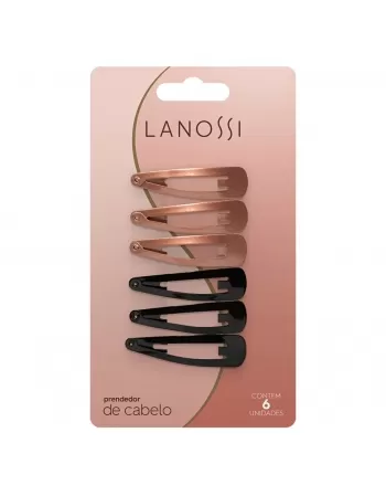 PRENDEDOR DE CABELO LANOSSI TIC TAC BLACK ROSE C/6 UNIDADES (LS2521)