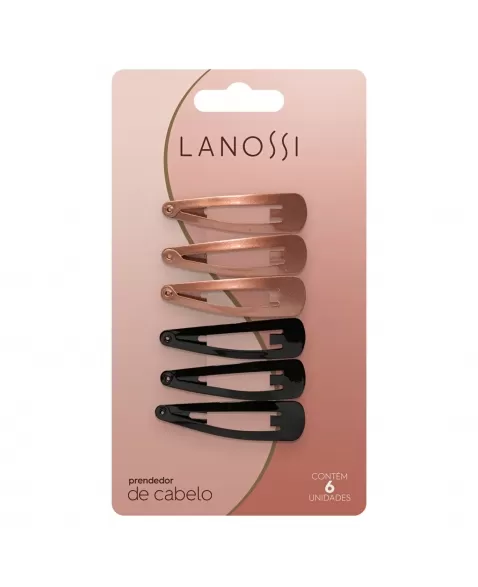 PRENDEDOR DE CABELO LANOSSI TIC TAC BLACK ROSE C/6 UNIDADES (LS2521)