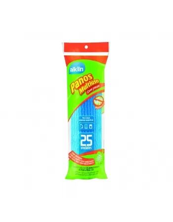 PANO MULTIUSO ALKLIN AZUL ROLLON COM PICOTE C/25 UNIDADES