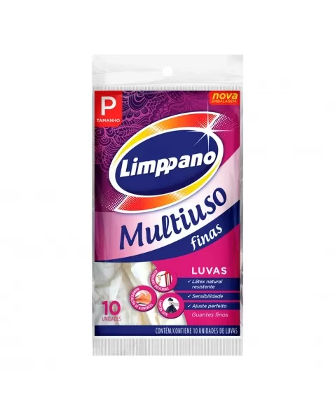 LUVAS LIMPPANO MULTIUSO FINAS TAMANHO P C/10 UNIDADES