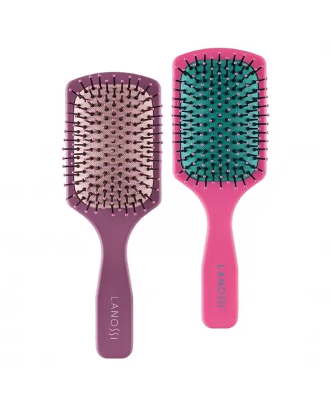 ESCOVA PARA CABELO LANOSSI COLOR RAQUETE QUADRADA C/1 UNIDADE (LS0018)