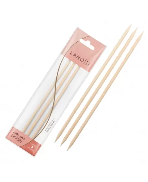 PALITO PARA UNHAS LANOSSI COM PONTAS DUPLAS C/3 UNIDADES (LS6018)