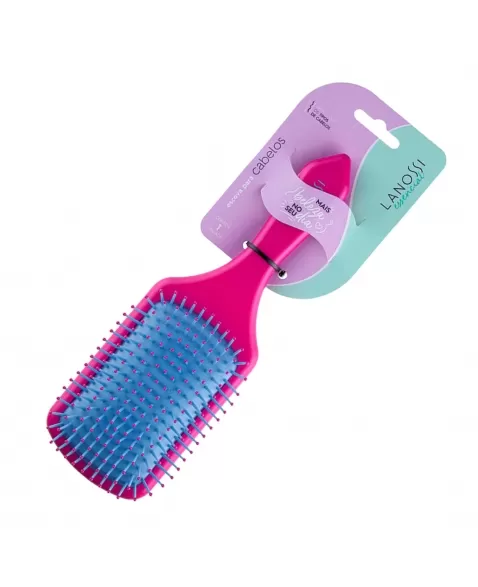 ESCOVA PARA CABELO LANOSSI ESSENCIAL RAQUETE QUADRADA ROXA C/1 UNIDADE (LS0043)