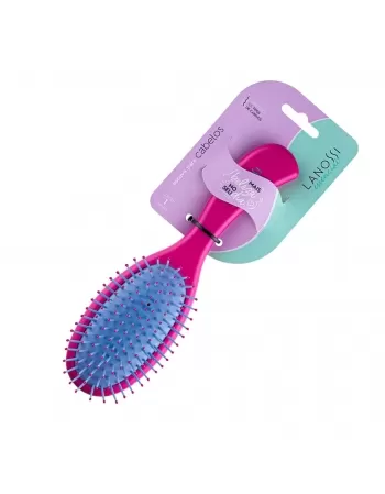 ESCOVA PARA CABELO LANOSSI ESSENCIAL RAQUETE OVAL ROXA C/1 UNIDADE (LS0045)