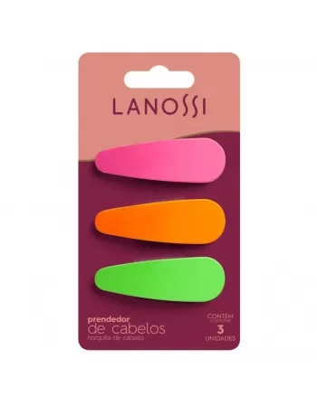 PRENDEDOR DE CABELO LANOSSI TIC TAC NEON C/3 UNIDADES (LS2556)