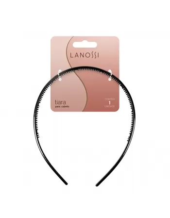 TIARA PARA CABELO LANOSSI PRETA C/1 UNIDADE (LS2539)