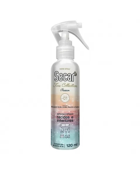 ODORIZADOR DE AMBIENTE HOME SPRAY SECAR FINE COLLECTION PASSION 01 BOUQUET VERDE, LIMÃO, ALECRIM E CEDRO 120ML