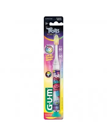 ESCOVA DENTAL INFANTIL G.U.M EDUCATIVA TROLLS TIMER LIGHT +3 ANOS MACIA C/1 UNIDADE