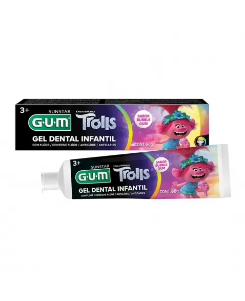 GEL DENTAL INFANTIL G.U.M TROLLS BUBBLE GUM 50G