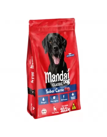 RAÇÃO SECA MANDAÍ DOG CLASSIC CÃES ADULTOS SABOR CARNE 10,1KG