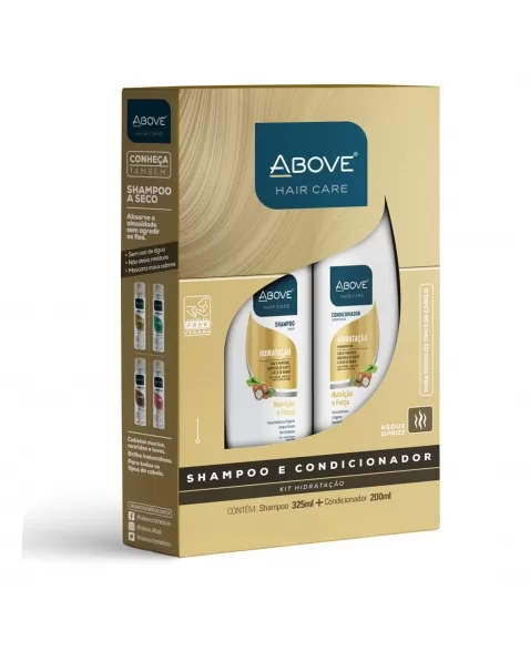 SHAMPOO 325ML + CONDICIONADOR 200ML ABOVE HAIR CARE KIT HIDRATAÇÃO NUTRIÇÃO E FORÇA