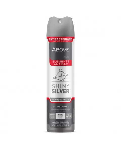 ANTITRANSPIRANTE AEROSSOL ABOVE MEN ELEMENTS ANTIBAC SHINY SILVER 150ML / 90G