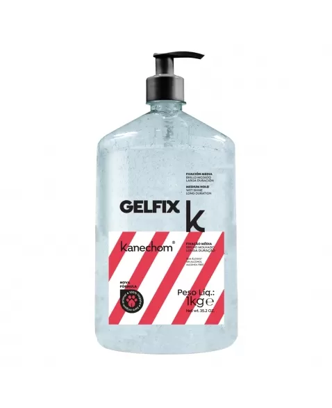 GEL FIXADOR KANECHOM FIXAÇÃO MÉDIA BRILHO MOLHADO COM PUMP 1KG (INCOLOR)