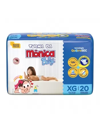 FRALDA DESCARTÁVEL INFANTIL TURMA DA MÔNICA BABY EXTRA GRANDE 9KG A 13KG PACOTE C/20 UNIDADES