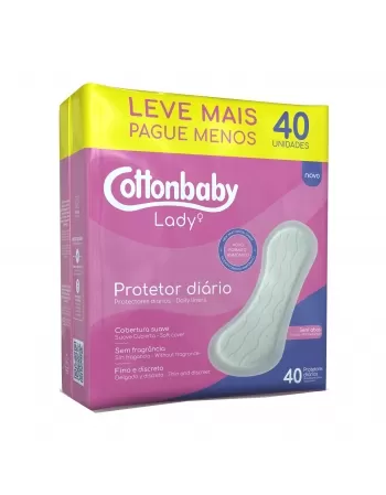PROTETOR DIÁRIO COTTONBABY LADY SEM ABAS SUAVE LEVE MAIS PAGUE MENOS C/40 UNIDADES