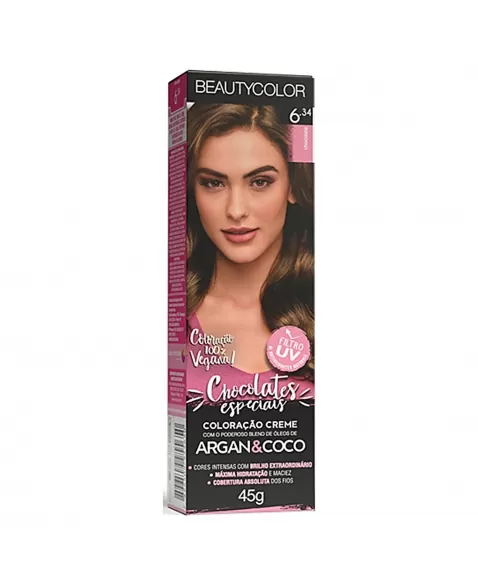 COLORAÇÃO CREME BEAUTY COLOR 6.34 CHOCOLATE