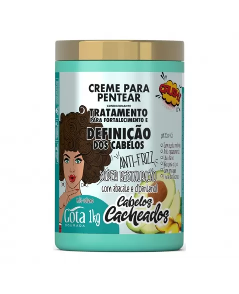 MÁSCARA GOTA DOURADA FORTALECIMENTO CABELOS CACHEADOS 1KG