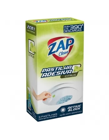 PASTILHA ADESIVA SANITÁRIA ZAP CLEAN 2EM1 CITRUS C/3 UNIDADES
