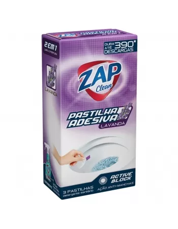 PASTILHA ADESIVA SANITÁRIA ZAP CLEAN 2EM1 LAVANDA C/3 UNIDADES