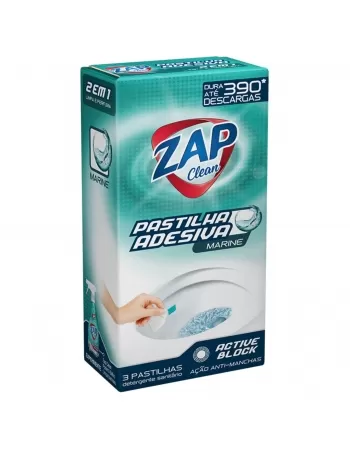 PASTILHA ADESIVA SANITÁRIA ZAP CLEAN 2EM1 MARINE C/3 UNIDADES