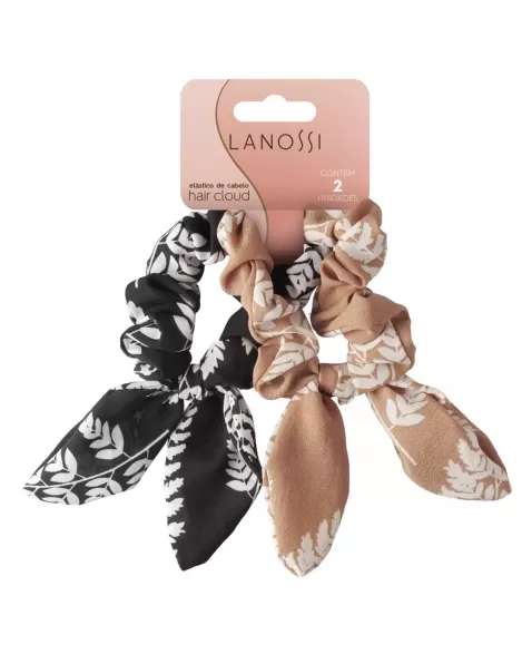 ELÁSTICO DE CABELO LANOSSI CONJUNTO HAIR CLOUD FLORAL GEOMETRIC C/2 UNIDADES (LS2517)