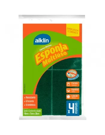 ESPONJA MULTIUSO ALKLIN DUPLA-FACE C/ 4UNIDADES