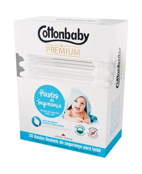 HASTES FLEXÍVEL COTTONBABY DE SEGURANÇA PREMIUM C/50 UNIDADES