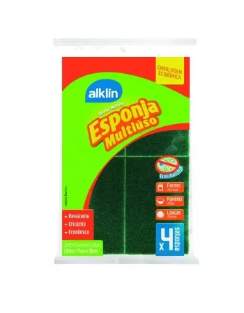ESPONJA MULTIUSO ALKLIN DUPLA-FACE DISPLAY COM 140 UNIDADES C/4 ESPONJAS (CADA)