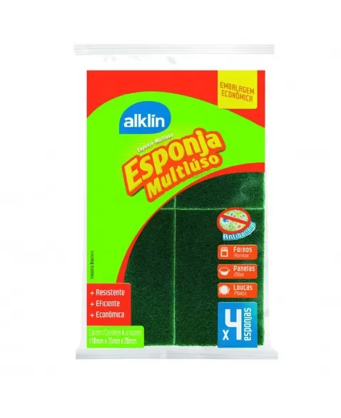 ESPONJA MULTIUSO ALKLIN DUPLA-FACE DISPLAY COM 140 UNIDADES C/4 ESPONJAS (CADA)