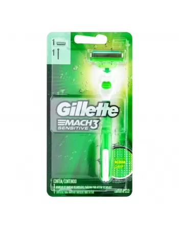 APARELHO DE BARBEAR GILLETTE MACH3 SENSITIVE ACQUA-GRIP C/1 UNIDADE