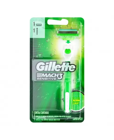 APARELHO DE BARBEAR GILLETTE MACH3 SENSITIVE ACQUA-GRIP C/1 UNIDADE