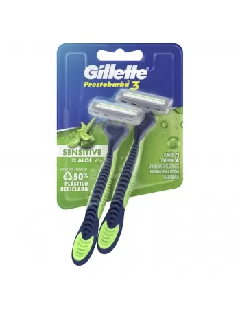 APARELHO DE BARBEAR GILLETTE PRESTOBARBA 3 SENSECARE C/2 UNIDADES