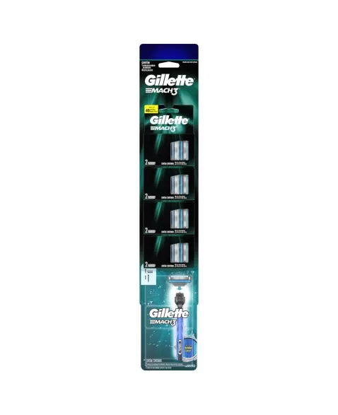 CARGA GILLETTE MACH3 REGULAR CARTELA 4X2 UNIDADES GRATIS APARELHO MACH3 ACQUA-GRIP REGULAR C/1 UNIDADE
