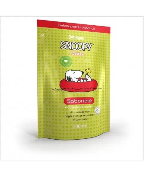 SABONETE LIQUIDO REFIL COTTONBABY SNOOPY BABY GOTAS DE CAMOMILA 200ML