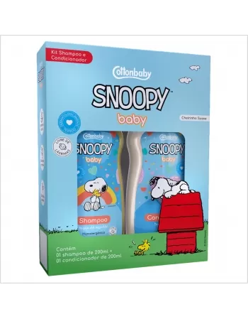 KIT SHAMPOO E CONDICIONADOR COTTONBABY SNOOPY BABY TOQUE DE ALGODÃO 200ML (CADA)
