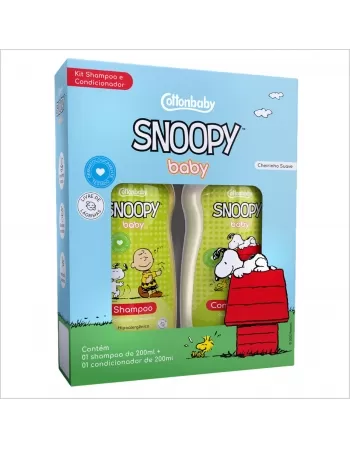 KIT SHAMPOO E CONDICIONADOR COTTONBABY SNOOPY BABY GOTAS DE CAMOMILA 200ML (CADA)