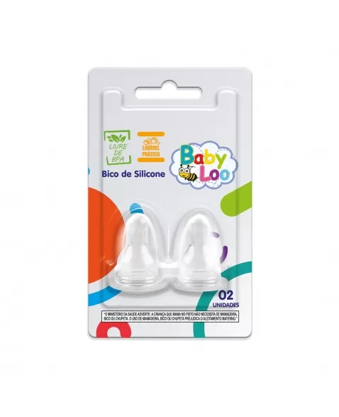 BICO PARA MAMADEIRA MINI BABYLOO 100% SILICONE C/2 UNIDADES