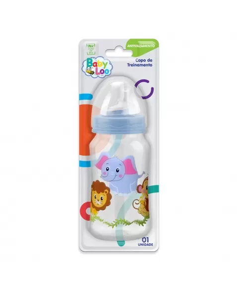 COPO COM VÁLVULA REDUTORA BABYLOO 270ML CRISTAL/AZUL