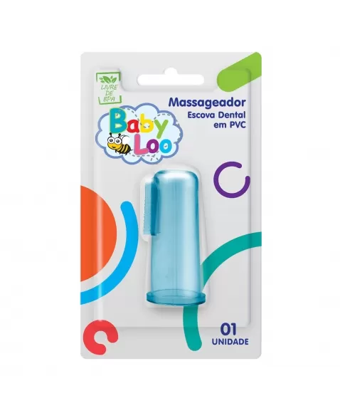 MASSAGEADOR ESCOVA DENTAL AZUL BABYLOO PVC C/1 UNIDADE