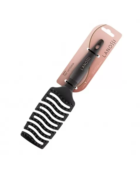ESCOVA PARA CABELO LANOSSI BLACK VENTILADA FLEX C/1 UNIDADE (LS0008)