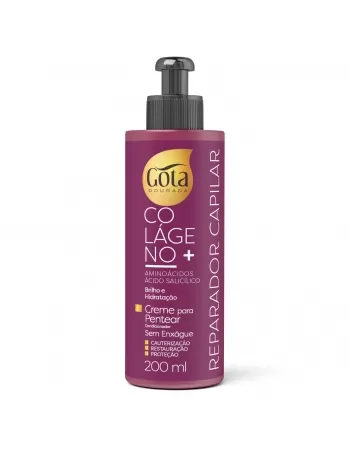 CREME PARA PENTEAR GOTA DOURADA SEM ENXÁGUE COLÁGENO+ REPARADOR CAPILAR 200ML