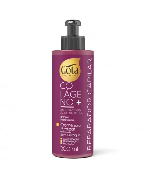 CREME PARA PENTEAR GOTA DOURADA SEM ENXÁGUE COLÁGENO+ REPARADOR CAPILAR 200ML