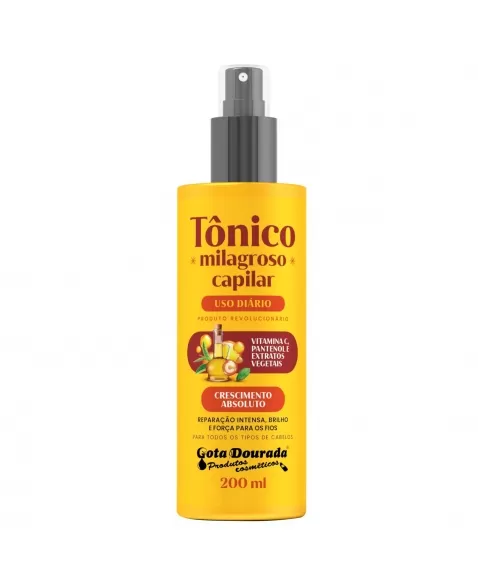 TÔNICO CAPILAR MILAGROSO GOTA DOURADA USO DIÁRIO 200ML