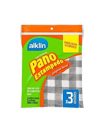 PANO LIMPEZA GERAL ALKLIN ESTAMPADO 38X65CM C/3 UNIDADES