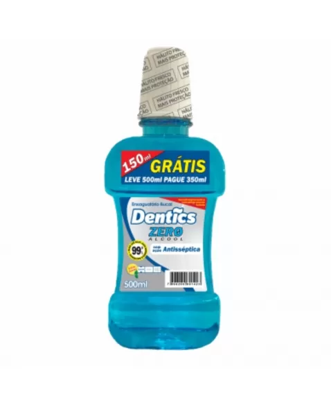 ENXAGUATÓRIO BUCAL DENTICS ZERO ÁLCOOL LEVE 500ML PAGUE 350ML