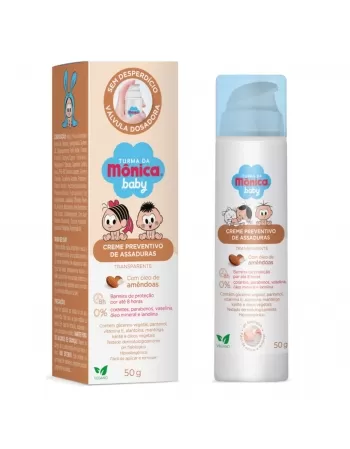 CREME PREVENTIVO DE ASSADURAS EMBALAGEM AIRLESS TURMA DA MÔNICA TRANSPARENTE COM ÓLEO DE AMÊNDOAS 50G